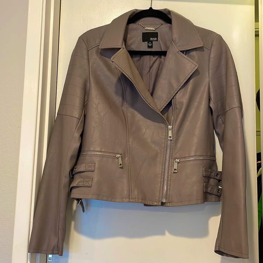 ANA Tan Faux Leather Moro Jacket Sz M